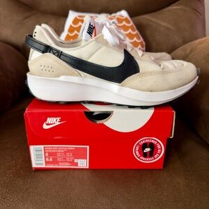 Nike Cream and Black Waffle Sneakers